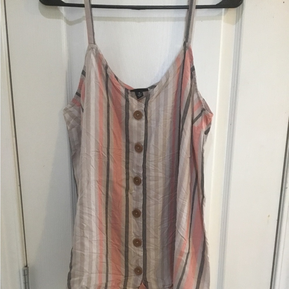 Pastel/oatmeal Striped button front tank